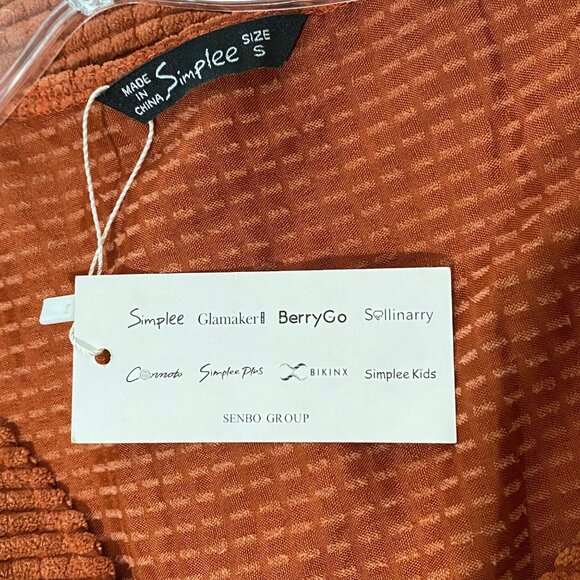 Simplee Faux Wrap Dress S Orange Classic Business Career Office Day to Night - Picture 3 of 5